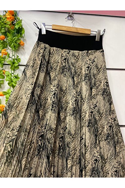 edu collection Patterned Chiffon Bohe Bell Skirt with Lining