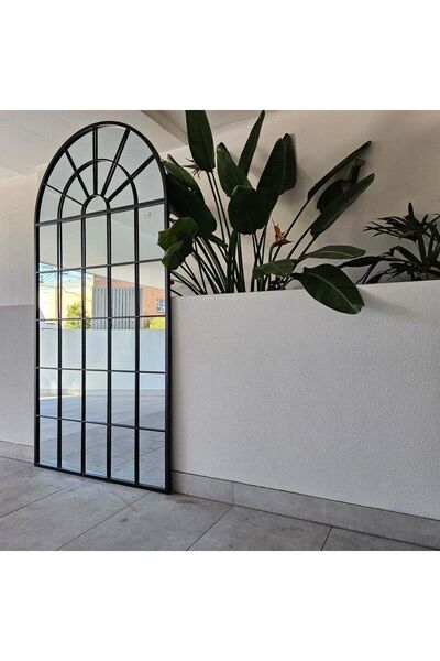 Muummirror 200x100 cm Oval Pencere Boy Aynası - Ahşap Dekorasyon Pencereli Pi...