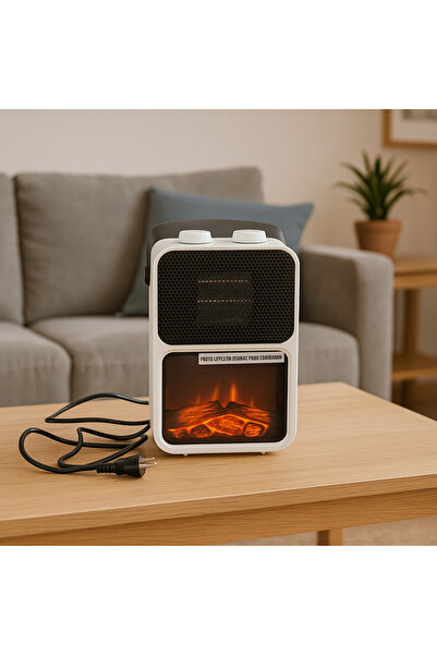 SERSIMO Electric fireplace with flame effect, 600-1200 W, 14x21x36 cm, white