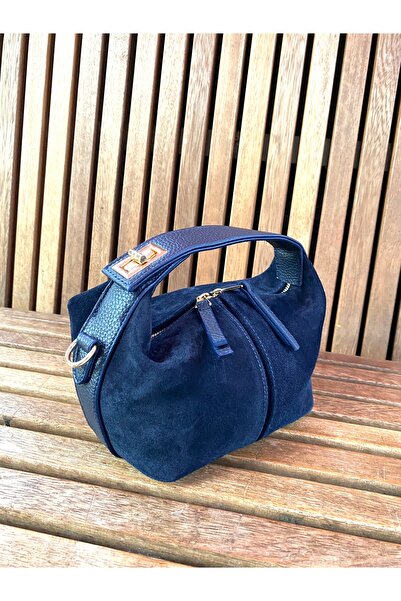 ABBRA Women's Real Suede Leather Small Bag with Hand Shoulder Strap and Lining