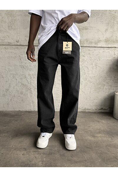 KağanKY Smoked Relax Baggy Jean with Stitching Detail