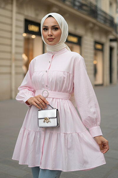 Salih Çelebi Layered Linen Tunic 2369 - Pink