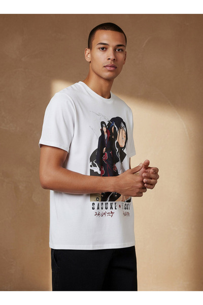 SP Characters تي شيرت رجالي بقصّة عادية ورقبة دائرية وأكمام قصيرة وطبعة ساسكي...