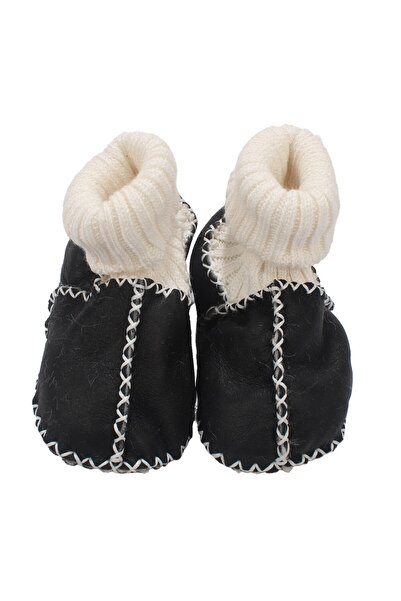 bebegen حذاء أطفال من صوف جلد الخروف الأسود للجنسين