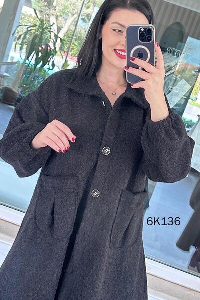 İnce Topuk Buttoned Cashmere Coat 6K136