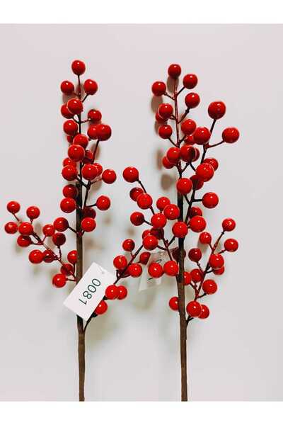 OSO HOME Yapay Dal Kokina 2 Adet 50 Cm Kırmızı Küçük Boy(4 Kafalı) Yeni Yıl Y...