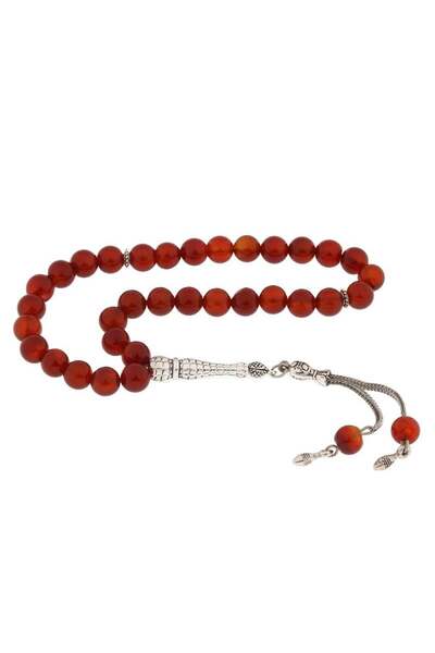 Gumush Hk ​ Natural Stone Prayer Beads with Metal Tassels and Burgundy Agate ...