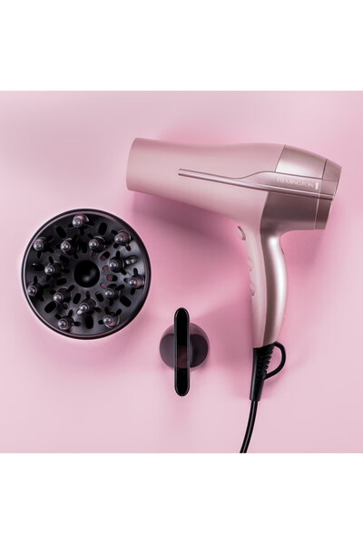 Remington Πιστολάκι μαλλιών Coconut Smooth D5901, 2200W, 2 ταχύτητες, 3 θερμοκρασίες, Cool Shot, Αξεσουάρ, Ροζ