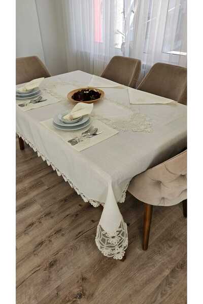 BRL ÇEYİZ HOME Gardenya Keten Lüx Sofra Takımları 38 Parça Amerikan Servisli ...