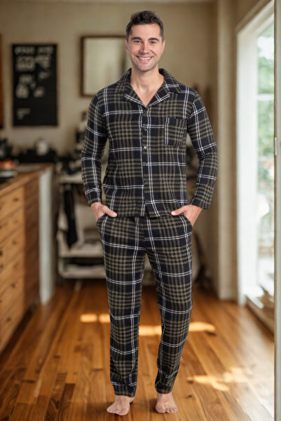 bigmama A+ Quality Men's Winter Boyden Buttoned Plaid Men's Pajama Set Plus S...