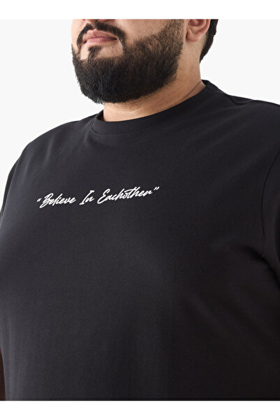 FAV Plus Size Slogan Print Crew Neck T-shirt