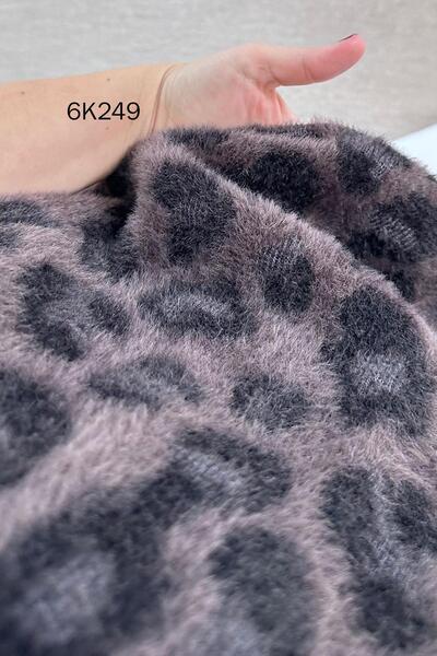 İnce Topuk Leopard Patterned Bearded Knitwear Blouse 6K249