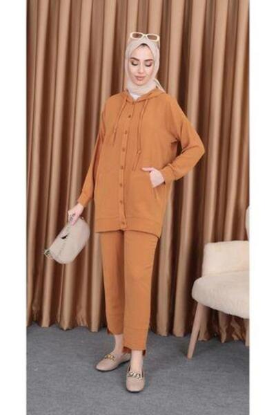 Tesettür Diyarı طقم رياضي من قماش دبل ايروبين - تان