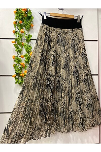 edu collection Patterned Chiffon Bohe Bell Skirt with Lining