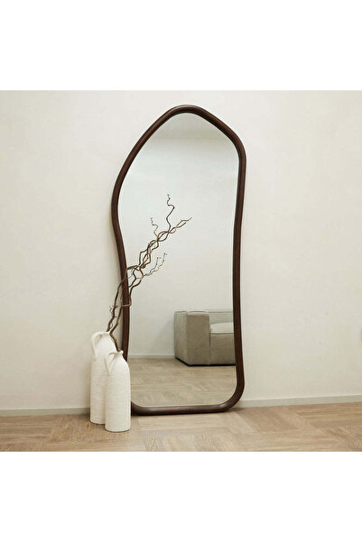 Muummirror 180x80 cm Asimetrik Doğal Ahşap Çerçeveli Dekoratif Boy Aynası - Ö...