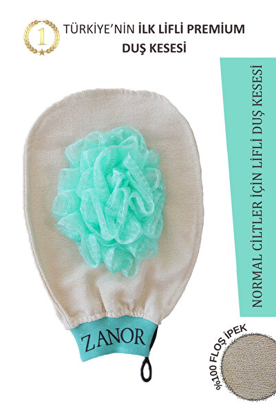 ZANOR Mavi Banyo Duş Kesesi Peeling Eldiveni %100 Premium Floş Ipek Kadın Ve ...