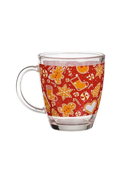 Housevetta Glass mug, Christmas figurines, red, 360 ml