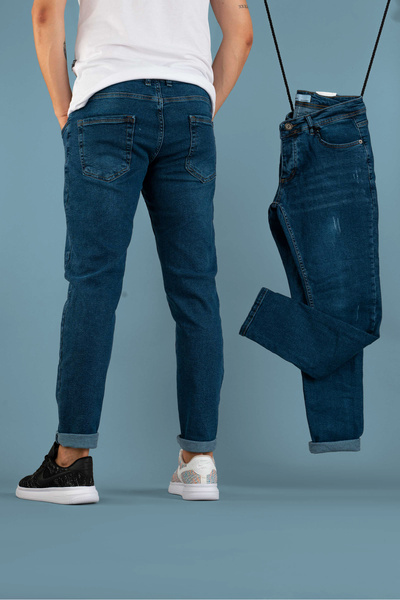 bombe Men's Slim Fit Lycra Nails Jeans Trousers Smoked