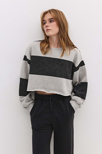 No Matter What Gestreiftes Cropped-Sweatshirt