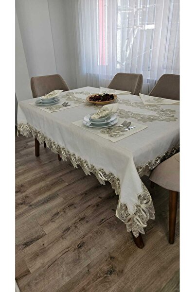 BRL ÇEYİZ HOME Gardenya Linen Luxury Tableware Sets 38 Pieces with American S...