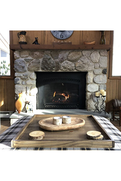 ViraHome Ahşap ve Metal Dekorasyon صينية إفطار خشبية كبيرة الحجم، صينية خشبية...