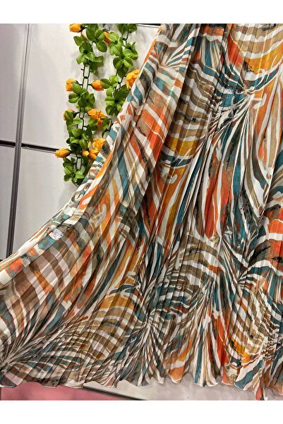 edu collection Patterned Chiffon Bohe Bell Skirt with Lining