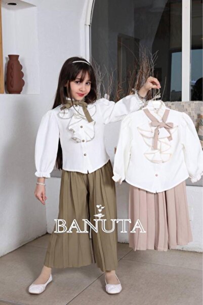 Banuta Girls' set - wide pants and white shirt