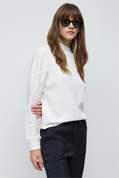 No Matter What Langarmbluse aus geprägtem Fischervelours