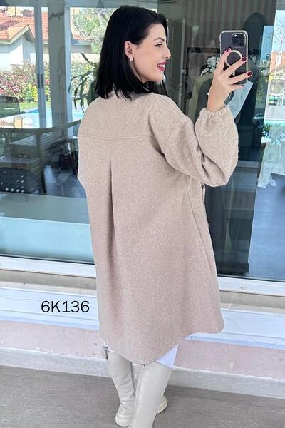 İnce Topuk Buttoned Cashmere Coat 6K136