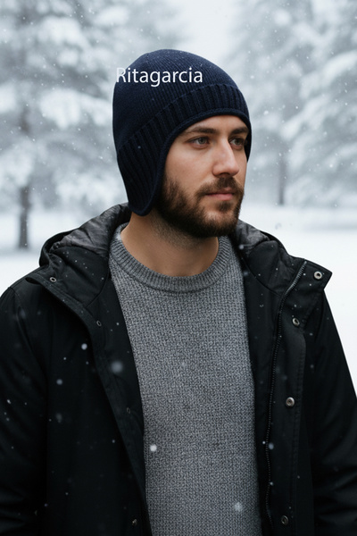 Ritagarcia Unisex Fleece-Lined Earflap Beanie - Windproof Thermal Winter Beanie