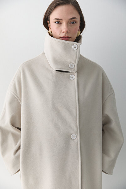 Laluvia Stone Vittoria Buttoned Collar Coat - 2511