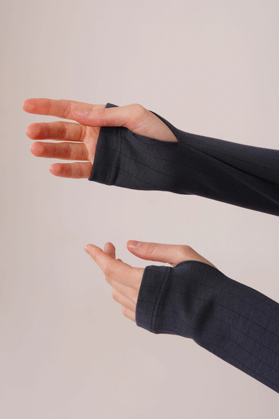 GENCULUS    Ribbed Blouse and Trousers Anthracite Double Set