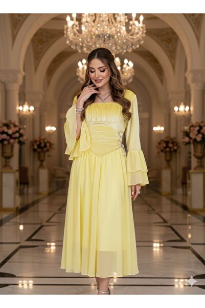 NARCISSUS FASHION velvet chiffon evening dress