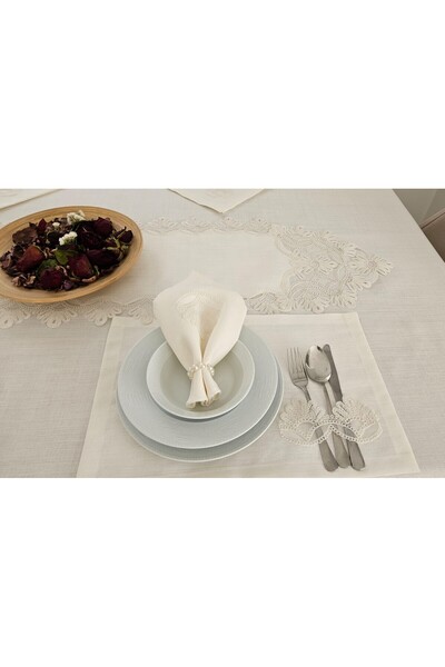 BRL ÇEYİZ HOME Gardenya Linen Luxury Tableware Sets 38 Pieces with American Service Set