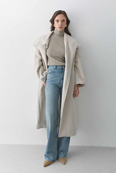 Laluvia Stone Vittoria Buttoned Collar Coat - 2511