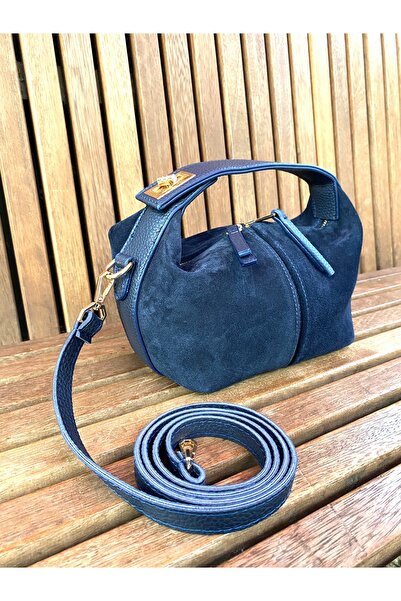 ABBRA Women's Real Suede Leather Small Bag with Hand Shoulder Strap and Lining