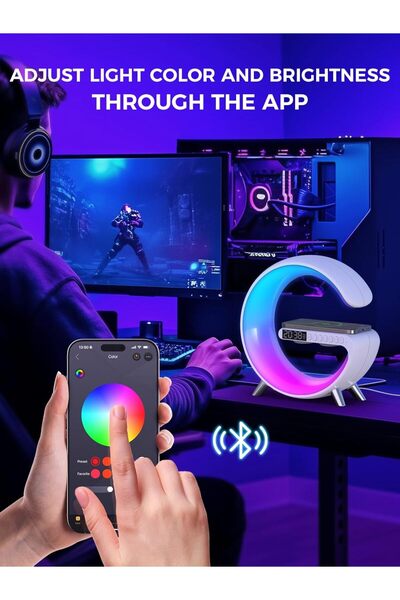 SMILING SHARK Wake Up Light — Wireless Charger Desk Light with Bluetooth Speaker & Sunrise Alarm