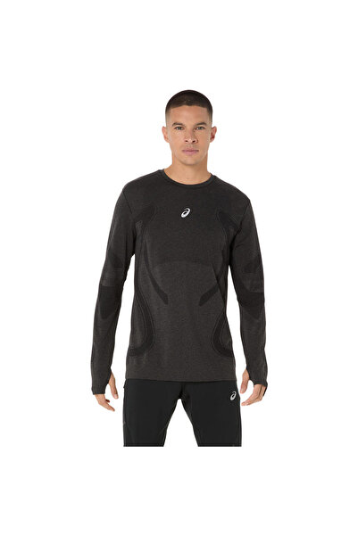 Asics ROAD SEAMLESS LS TOP Erkek Siyah Beyaz Tshirt 2011D356-001