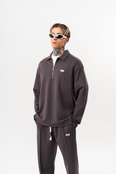 Respire Men's Half Zip Modal Sweatshirt Smoked