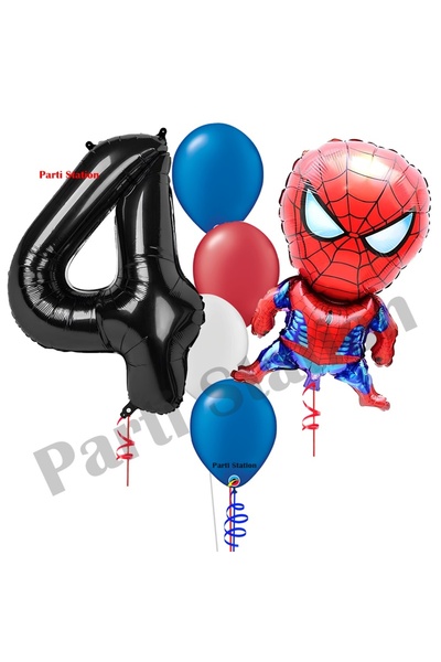 Parti Station Spider-Man 4 Year Old Balloon Set Avengers Spider-Man Concept B...
