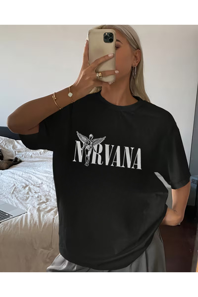 Touz Moda Nirvana Printed Unisex Oversized T-Shirt