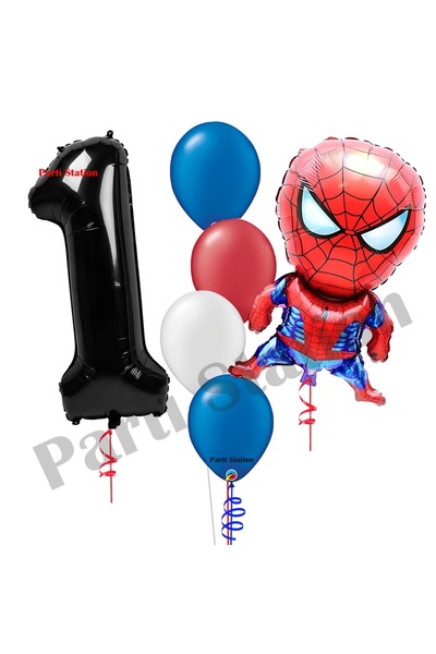 Parti Station Spider-Man 1 Year Old Balloon Set Avengers Spider-Man Concept B...