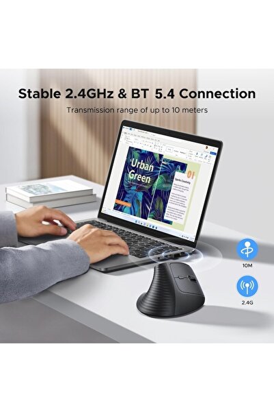 Ugreen M571P Ergonomic Vertical Wireless Mouse, 6 Buttons, 2.4GHz + BT 5.4, 1000/1600/2000/4000 DPI,