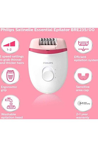 Philips BRE235/00 Satinelle Essential Corded Epilator White/Pink
