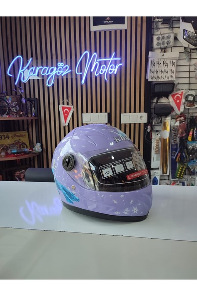 karagöz motor Tam kapalı çocuk kaski mor