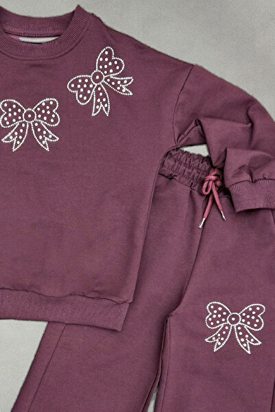 MODANINO Girl's Stone Bow Printed -2 Thread-Top-Bottom Set-5-12 Years Old 12436