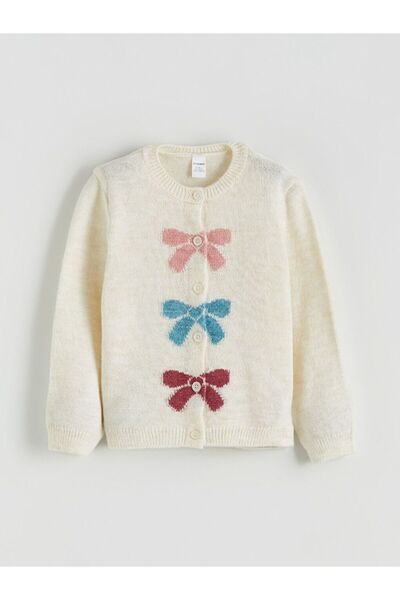 LC Waikiki Lcw Kids Bow Printed Girls' Cardigan