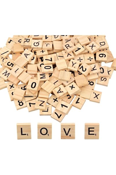 DELPI Set of 200 Wooden Letters and Numbers, Delpi, for Scrabble-type Games, 2 x 1.8 cm, DIY