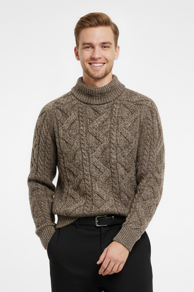 Pulltonic Pulover gros pentru bărbați cu jumătate de gât înalt