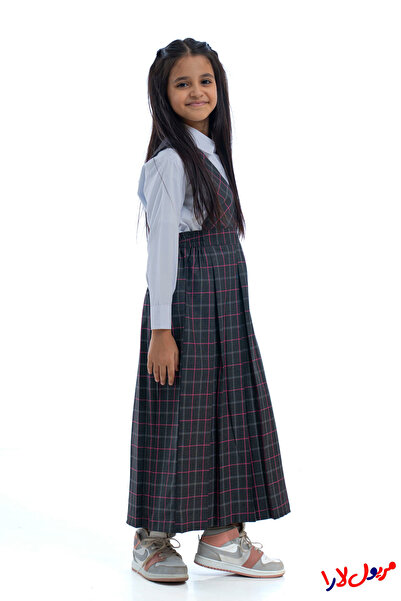 maryool lara Gray and pink checkered pinafore, X-cut style, model X